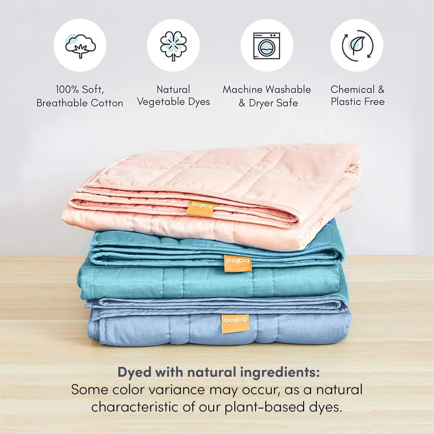 Weighted Blanket, Eco-Friendly, Chemical-Free, Soft Cool Cotton in Vegetable Dyed