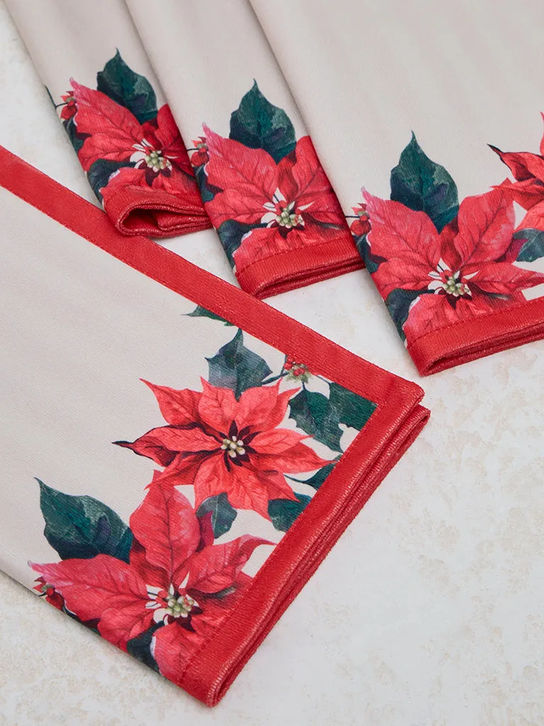 Westside Home Red Poinsettia Floral Printed Placemats (Set of 4)