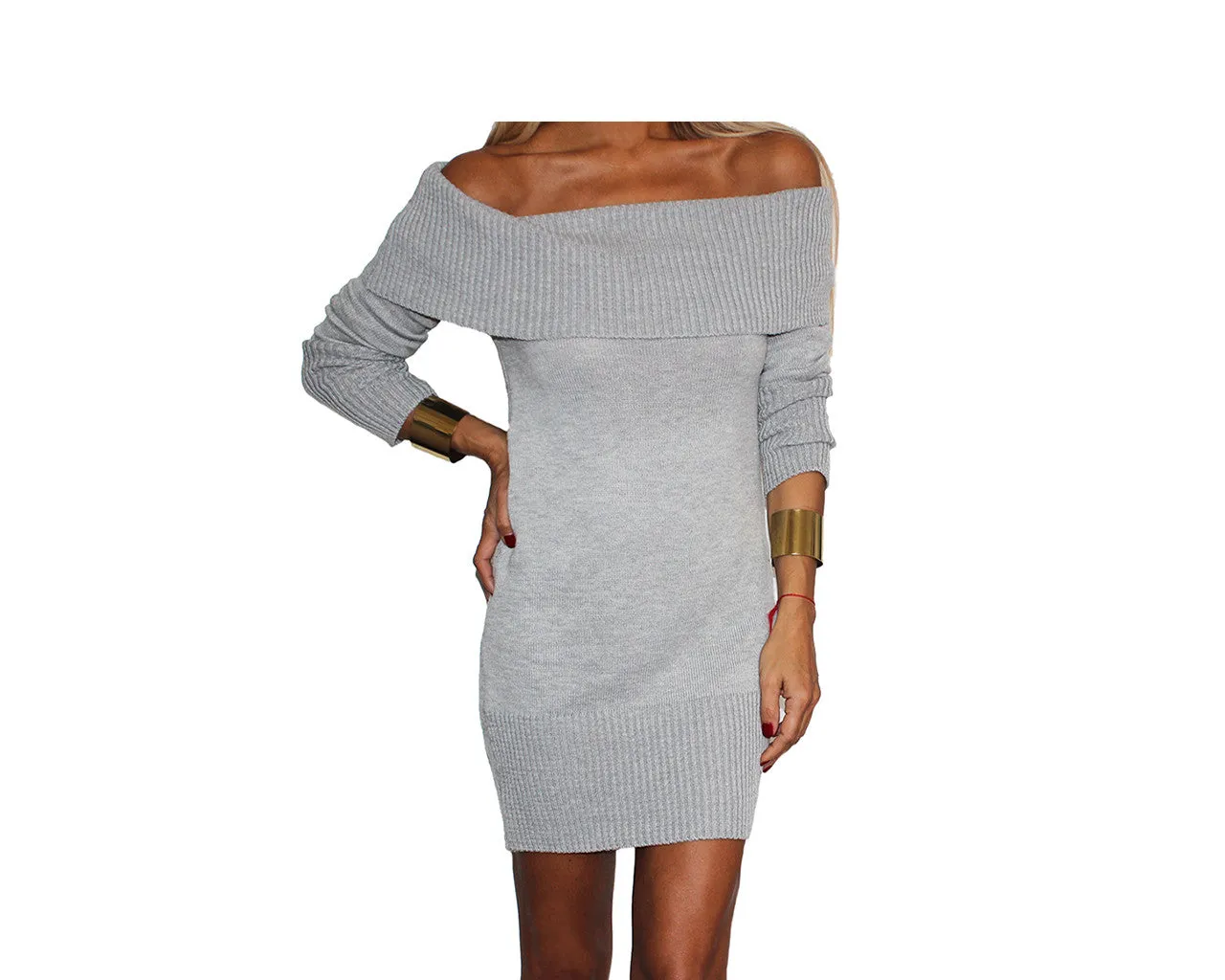 White Knit Off the Shoulder Dress - The St. Moritz