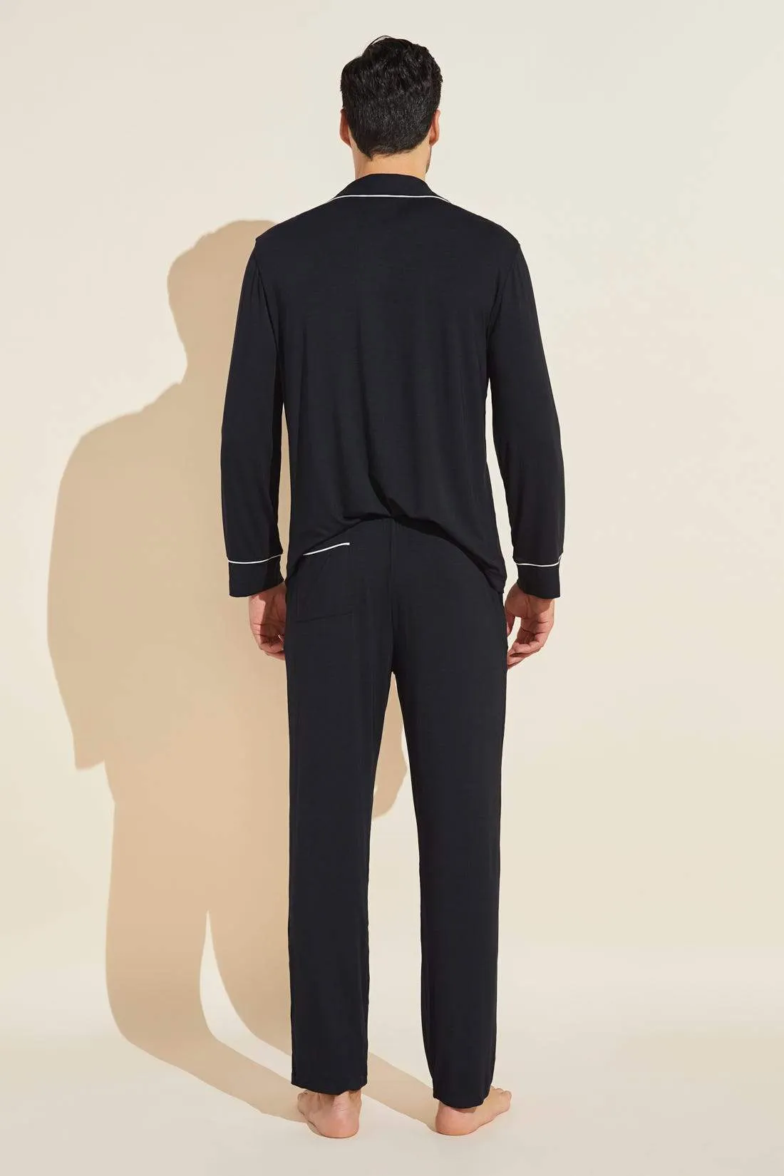 WILLIAM (Men's) Long PJ Set in Black/Ivory