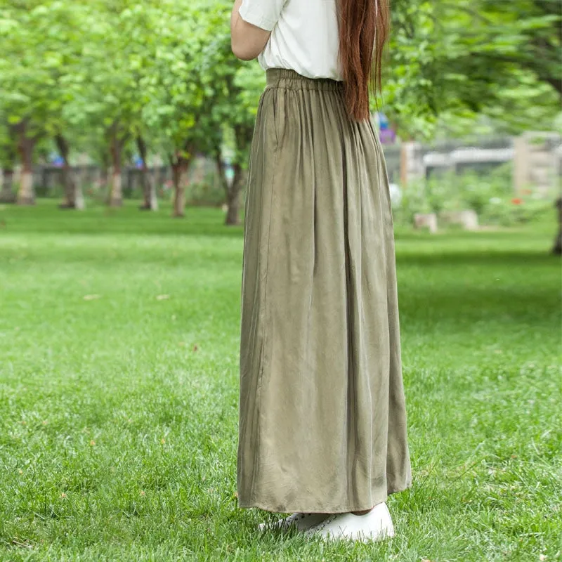 Women's Skirts Summer Linen Skirt Elastic Waist SXM09757